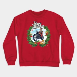 Santa riding A Motorcycle Crewneck Sweatshirt